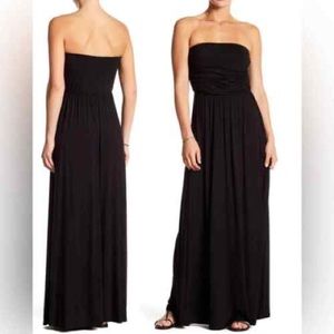 Bandeau west lei strapless black dress XS